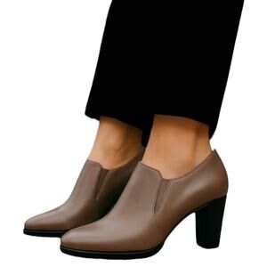 Ecco Shape 55 Plateau Stack Ankle Boots Leather Dark Brown Size 41